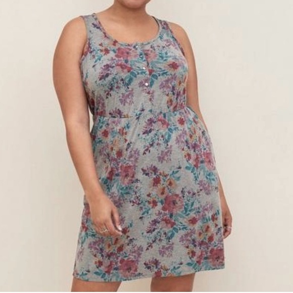 Torrid Floral Jersey Tank Dress NWT 3 - Picture 1 of 5